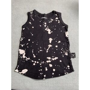 Nununu B&W Paint Splatter Tank Top in Black 12-18 Months
